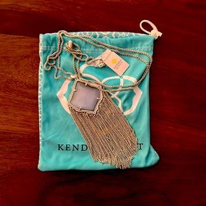 Kendra Scott silver with Grey stone long adjustable necklace, with tags